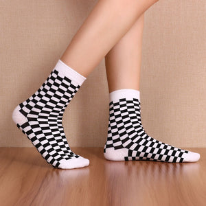 Korea Funky Harajuku Trend Women Checkerboard Socks