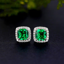 Load image into Gallery viewer, Luxury Female Emerald Green Square Earrings
