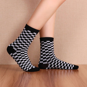 Korea Funky Harajuku Trend Women Checkerboard Socks