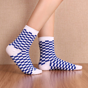 Korea Funky Harajuku Trend Women Checkerboard Socks