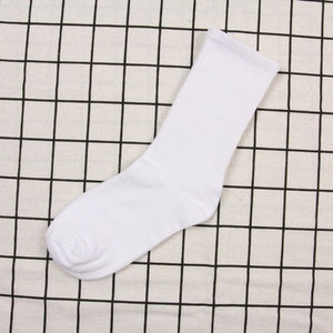 Black and White Solid Color Unisex Cotton Socks