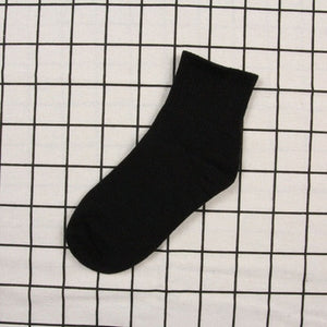 Black and White Solid Color Unisex Cotton Socks