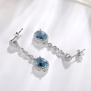 Blue Sapphire Topaz Diamond Earring