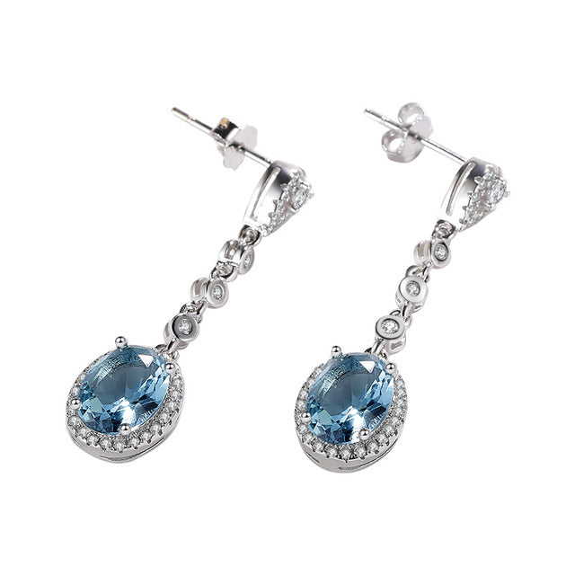 Blue Sapphire Topaz Diamond Earring