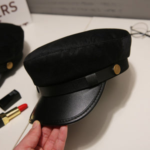 Fashion PU Leather Military Hat