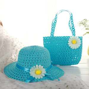 2 piece combination children's girl straw hat