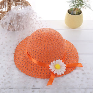 2 piece combination children's girl straw hat