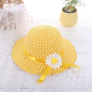 2 piece combination children's girl straw hat