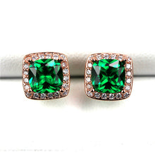 Load image into Gallery viewer, Luxury Female Emerald Green Square Earrings
