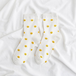 Cartoon Small Smiling Face Female Socks