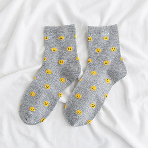 Cartoon Small Smiling Face Female Socks