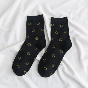 Cartoon Small Smiling Face Female Socks