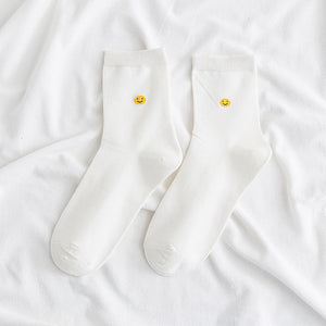 Cartoon Small Smiling Face Female Socks