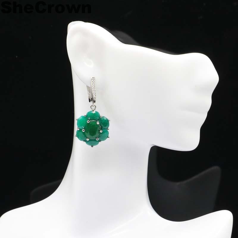 Romantic Real Green Emerald Natural  Earrings